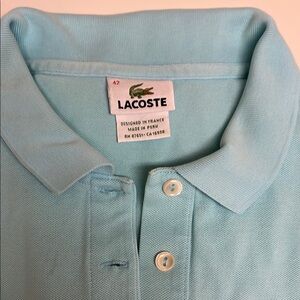 Lacoste Acqua Blue Polo Shirt Classic Design Cotton Pique